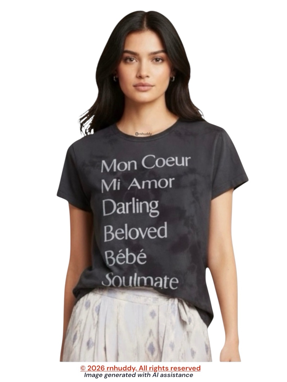 Anthropologie Junk Food S black tie dye Soulmate Graphic Tee